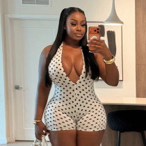 EVE Polka Dot Print Backless Romper MXBF-Q26RP090