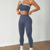 EVE Running Fitness Yoga Off-shoulder Sports Bra And Long Pants Two Piece Set YWHQ-WT25092