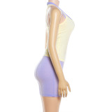 EVE Solid Color Sleeveless TightVest+Romper 2 Piece Set GZJQ-K6S10685A