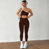 EVE Running Fitness Yoga Off-shoulder Sports Bra And Long Pants Two Piece Set YWHQ-WT25092