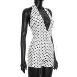 EVE Polka Dot Print Backless Romper MXBF-Q26RP090