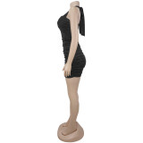 EVE Halterneck Hot Drill Mini Dress BY-7755