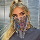 EVE Rhinestone-Embellished Tassel Patchwork Face Mask GZYY-1254