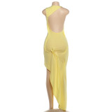 EVE Solid Color O Neck Backless Maxi Dress GZJQ-K6D10924A