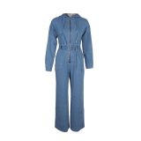 EVE Fashion Denim Zipper Hooded Jumpsuit AIL-360