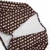 EVE Polka Dot Print Ruched Three Piece Set(With Headscarf) MXBF-Y26ST229