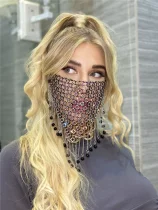 EVE Rhinestone-Embellished Tassel Patchwork Face Mask GZYY-1254