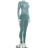 EVE Mesh Long Sleeve Tight Two Piece Pants Set GSZM-D26ST225