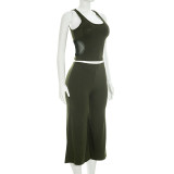 EVE Mesh Patchwork Sleeveless Two Piece Pants Set MXBF-Y26ST267