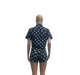EVE Polka Dot Print Short Sleeve Shorts Suit YMEF-59115
