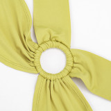 EVE Solid Color Halterneck Tie Up Skirt Suit GSZM-D26ST246