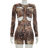 EVE Leopard Print Hollow Out Romper GDSF-D26RP221