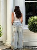 EVE Plus Size Holes Washed Straight Jeans GYLN-2219