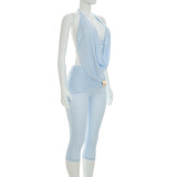 EVE Solid Color Sleeveless Backless Two PIece Pants Set GSZM-C26ST240