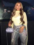 EVE Plus Size Chain 3D Print Straight Jeans GYLN-0202