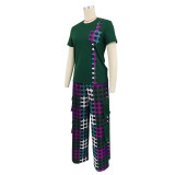 EVE Short Sleeve Print Casual Two Piece Pants Set GYLY-11275