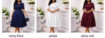 EVE Plus Size Lace Patchwork Half Sleeve Midi Dress GATE-637