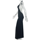 EVE Slash Neck Backless Solid Color Maxi Dress GJYO-JD305569