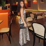 EVE Sexy Print V Neck Maxi Dress GJYO-JD305575