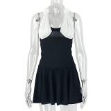 EVE Contrast Color Halterneck Ruched Mini Dress GJYO-JD305587
