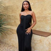 EVE Sexy Off Shoulder Solid Color Tube Top Dress GJYO-JD305297