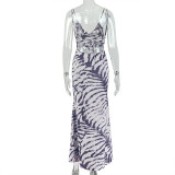 EVE Stripe Print Sling Backless Maxi Dress GJYO-JD305571