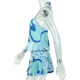 EVE Sexy Print Backless Ruffles Mini Dress GJYO-JD305562