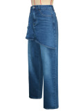 EVE Vintage Faux Two-Piece Wide Leg Jeans SH-391550