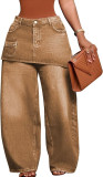 EVE Vintage Faux Two-Piece Wide Leg Jeans SH-391550