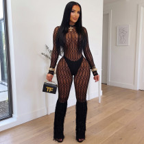 EVE Sexy See Through Hollow Out Two Piece Pants Set MZ-26008