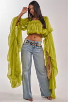 EVE Double-layered Chiffon Ruched Short Tops LSD-2921