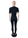 EVE Fashion Ripped Studded Two-Piece Pants Set(With Pin) SHD-8501