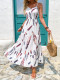 EVE Feather-Print Spaghetti Straps Long Dress GYLY-10611