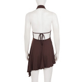 EVE Sexy Backless Halterneck Irregular Dress GPKJ-MR49616