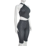 EVE Polka Dot Print Backless Two Piece Pants Set MXBF-Q26ST092