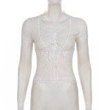 EVE Lace Patchwork Hollow Out T Shirt GPKJ-MR49680