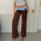 EVE Contrast Color Split Straight Pants GPKJ-MR49566