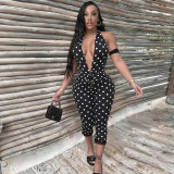 EVE Deep V Neck Backless Print Jumpsuit MXBF-Q26JP118