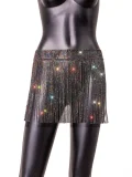 EVE Rhinestone Fishnet Patchwork Skirt GZYY-1166