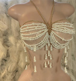 EVE Pearl Bead Tassel Halterneck Bra Chain GZYY-P25087