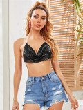 EVE Metal-Chain Sequin Halterneck Tube Top GZYY-842