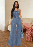 EVE Fashion Spaghetti Straps Denim Jumpsuit LX-8610