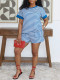 EVE Stripe Short Sleeve Drawstring 2 Piece Shorts Set MIL-L389