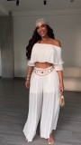 EVE Solid Color One Shoulder Two Piece Pants Set NY-3906