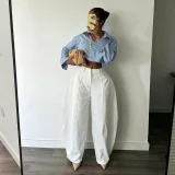 EVE Casual Loose Solid Color Pants NY-11299