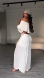 EVE Solid Color One Shoulder Two Piece Pants Set NY-3906