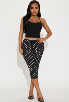 EVE Bow-Printed Polka-Dot Seventh Pants YWXS-K26L2421