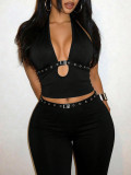 EVE Sleeveless Halterneck Tie Up 2 Piece Pants Set YWXS-K26L2834
