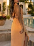 EVE Deep V Neck Backless Split Maxi Dress HNIF-TY040
