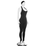 EVE Solid Color Sleeveless Halterneck Jumpsuit GSZM-D26JP270